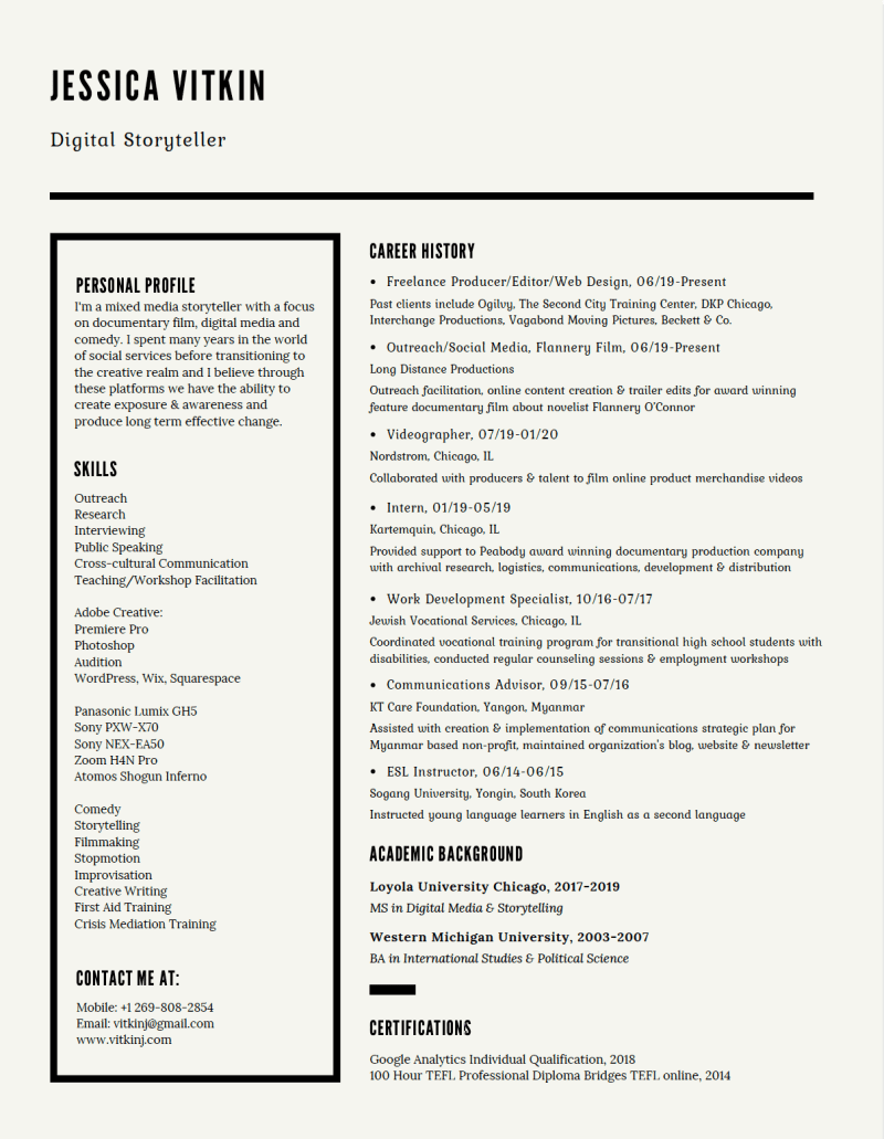 Jessica Vitkin Resume 